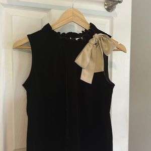 Jcrew black velvet top with bow.